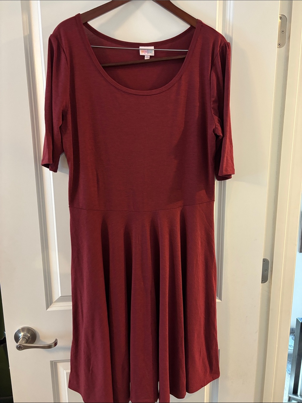 LuLaRoe Scoop Neck Nicole Dress in Deep Burgundy